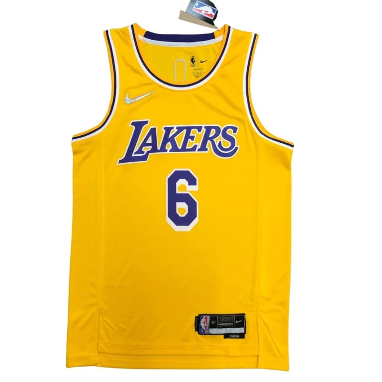 Camiseta NBA Los Angeles Lakers LeBron James 6 Nike Icon Edition Amarilla