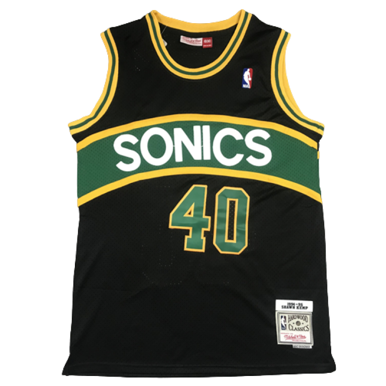 Camiseta NBA Seattle SuperSonics Shawn Kemp 40 Mitchell & Ness Retro Negra