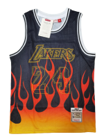 Camiseta NBA Los Angeles Lakers Kobe Bryant 24 Flames Mitchell & Ness Retro Negra