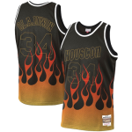 Camiseta NBA Houston Rockets Hakeem Olajuwon 34 Flames Mitchell & Ness Retro Negra