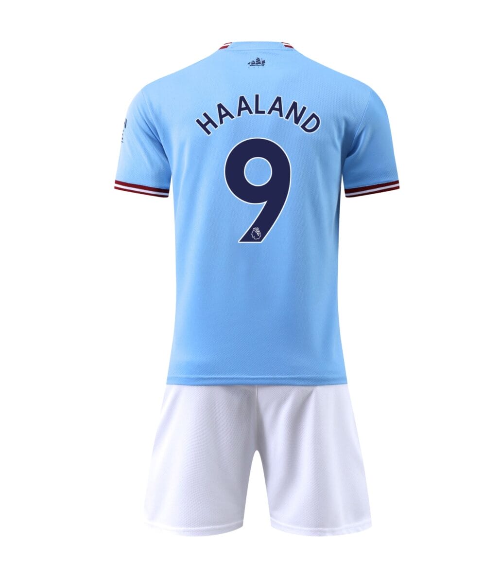 Set Manchester City Haaland 9 Niño Local 22/23 Oficial Set Manchester City Haaland 9 Niño Local 22/23 Oficial